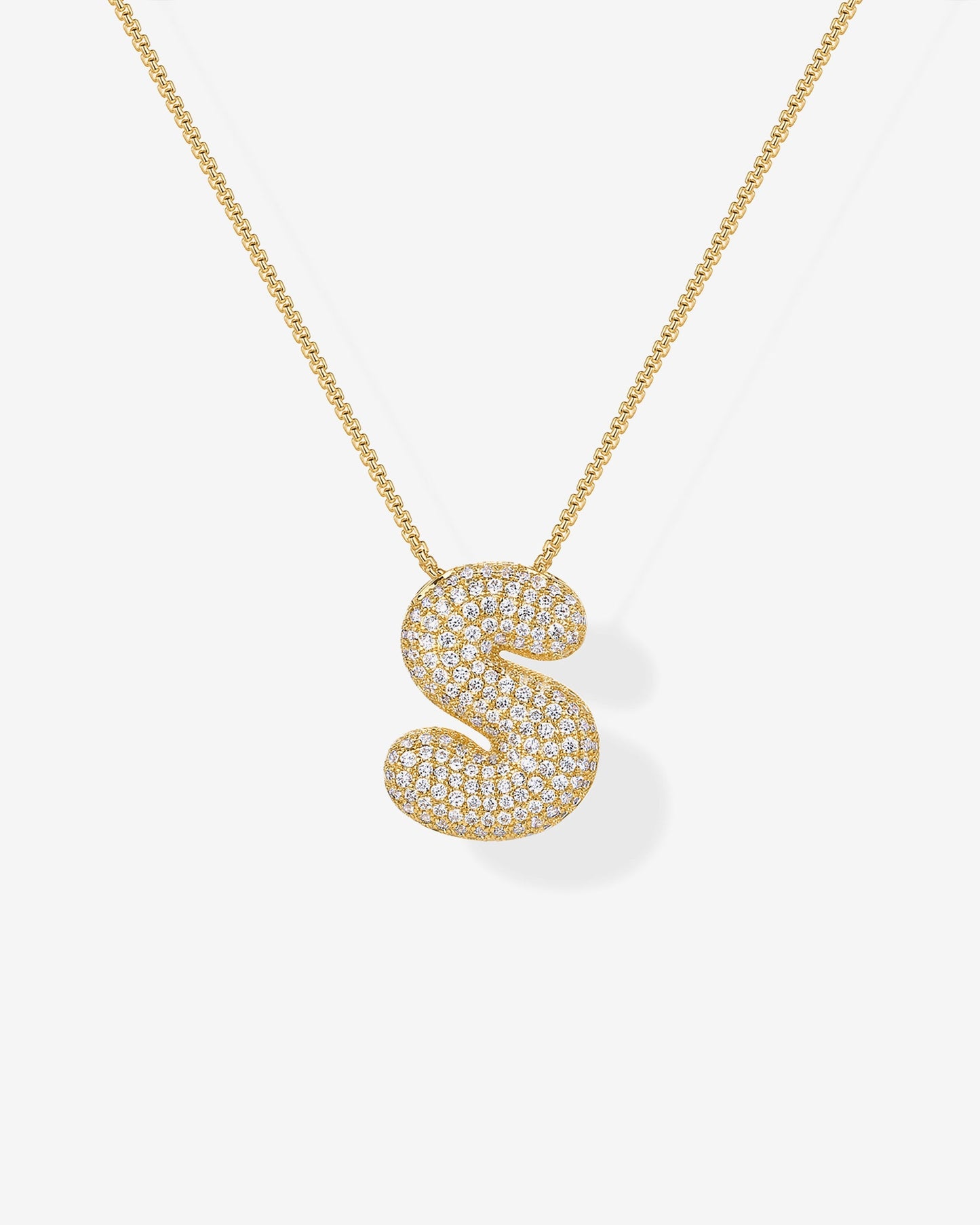 Sparkling Bubble Letter Pendant Necklace