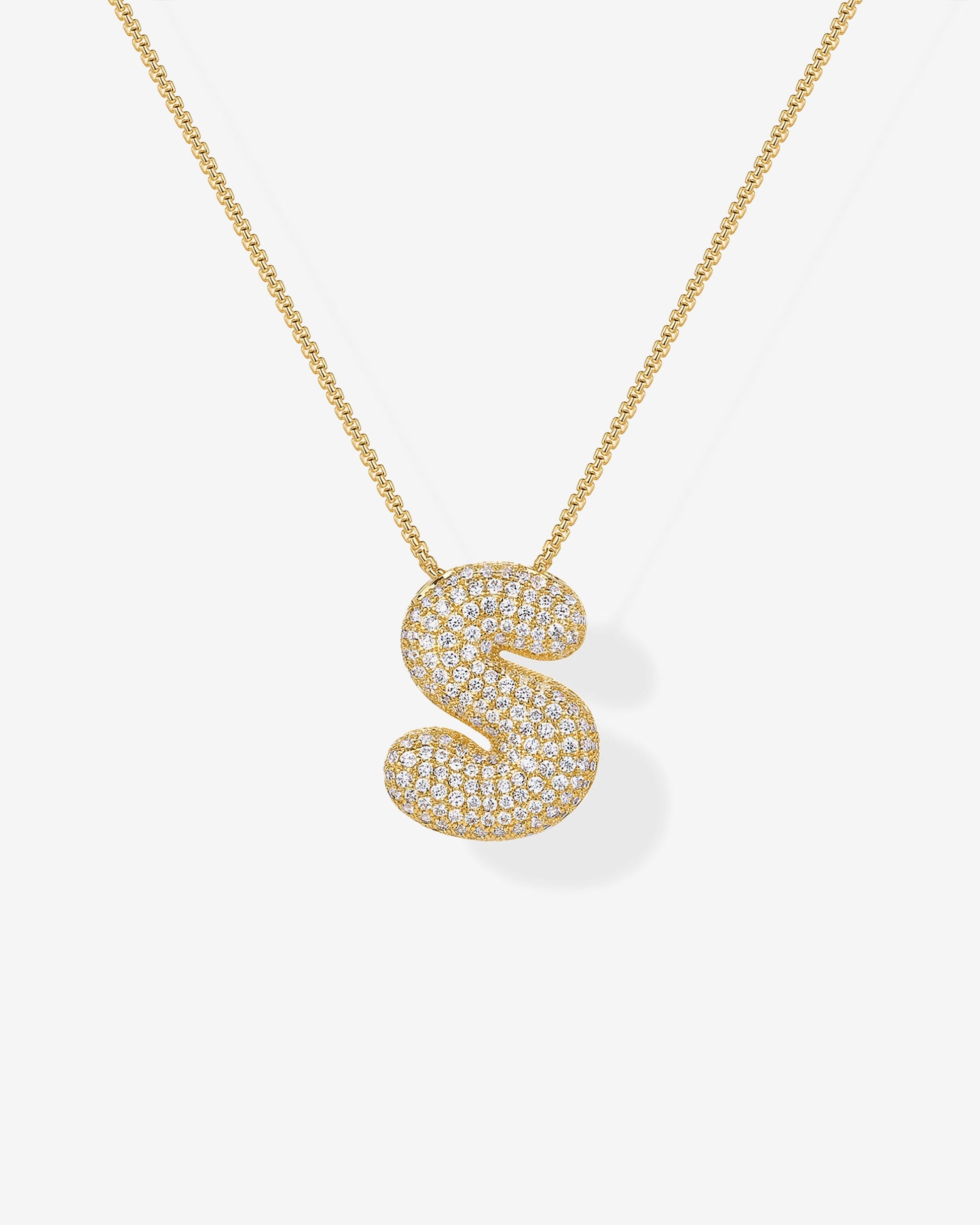 Sparkling Bubble Letter Pendant Necklace