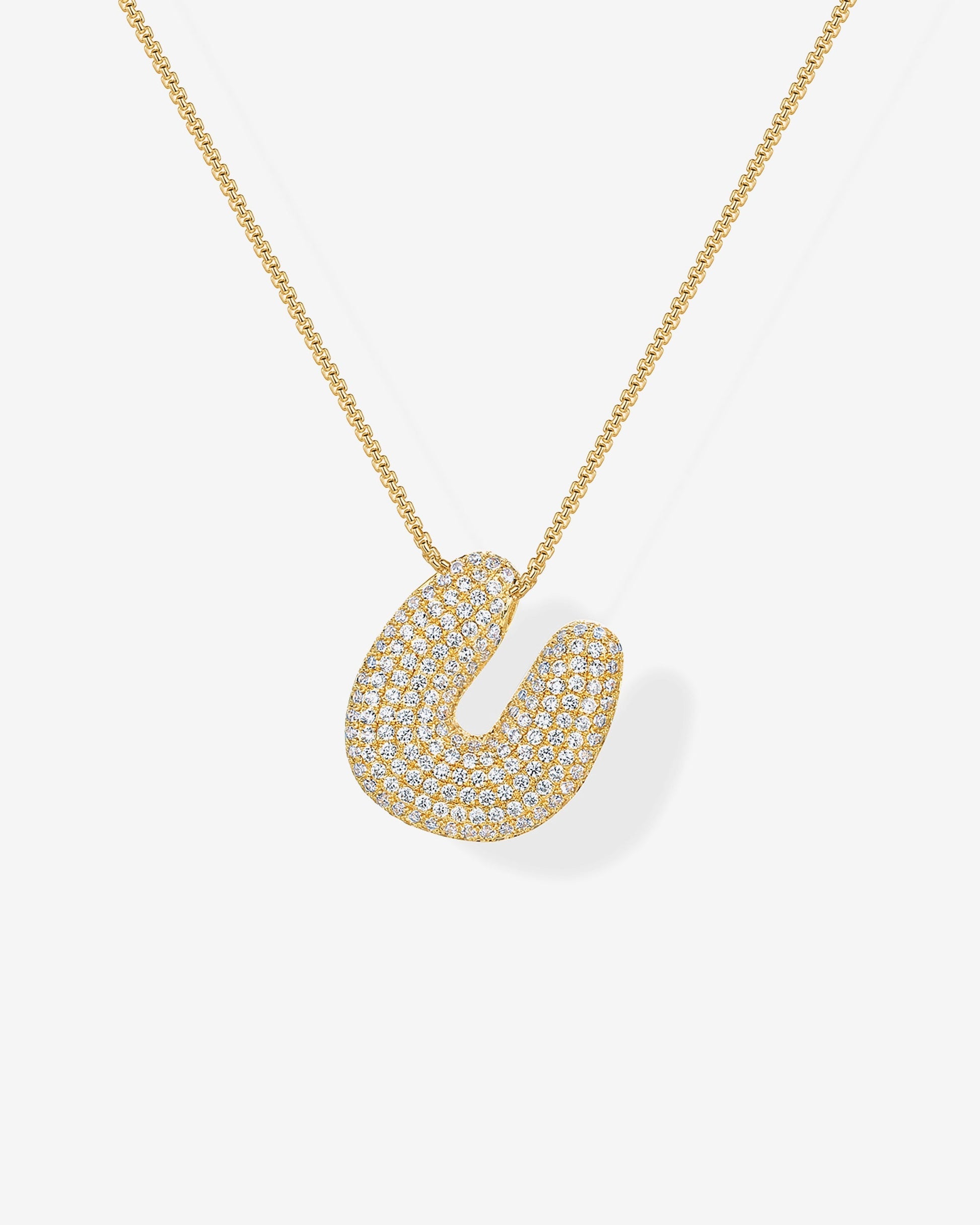 Sparkling Bubble Letter Pendant Necklace