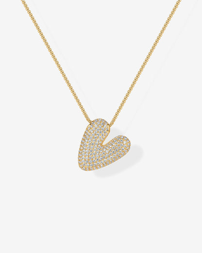 Sparkling Bubble Letter Pendant Necklace