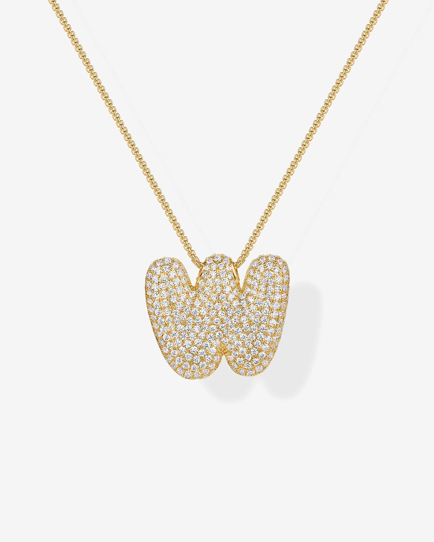 Sparkling Bubble Letter Pendant Necklace
