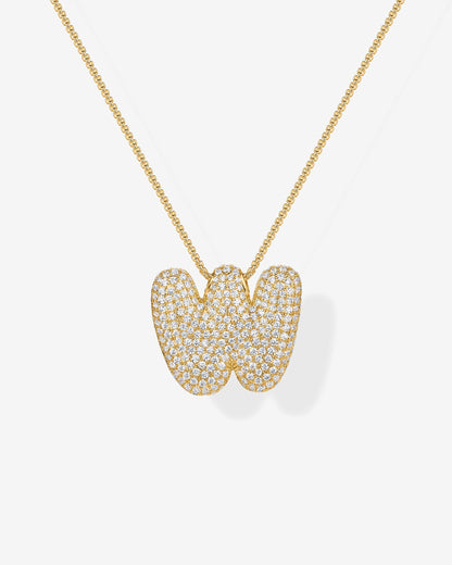 Sparkling Bubble Letter Pendant Necklace