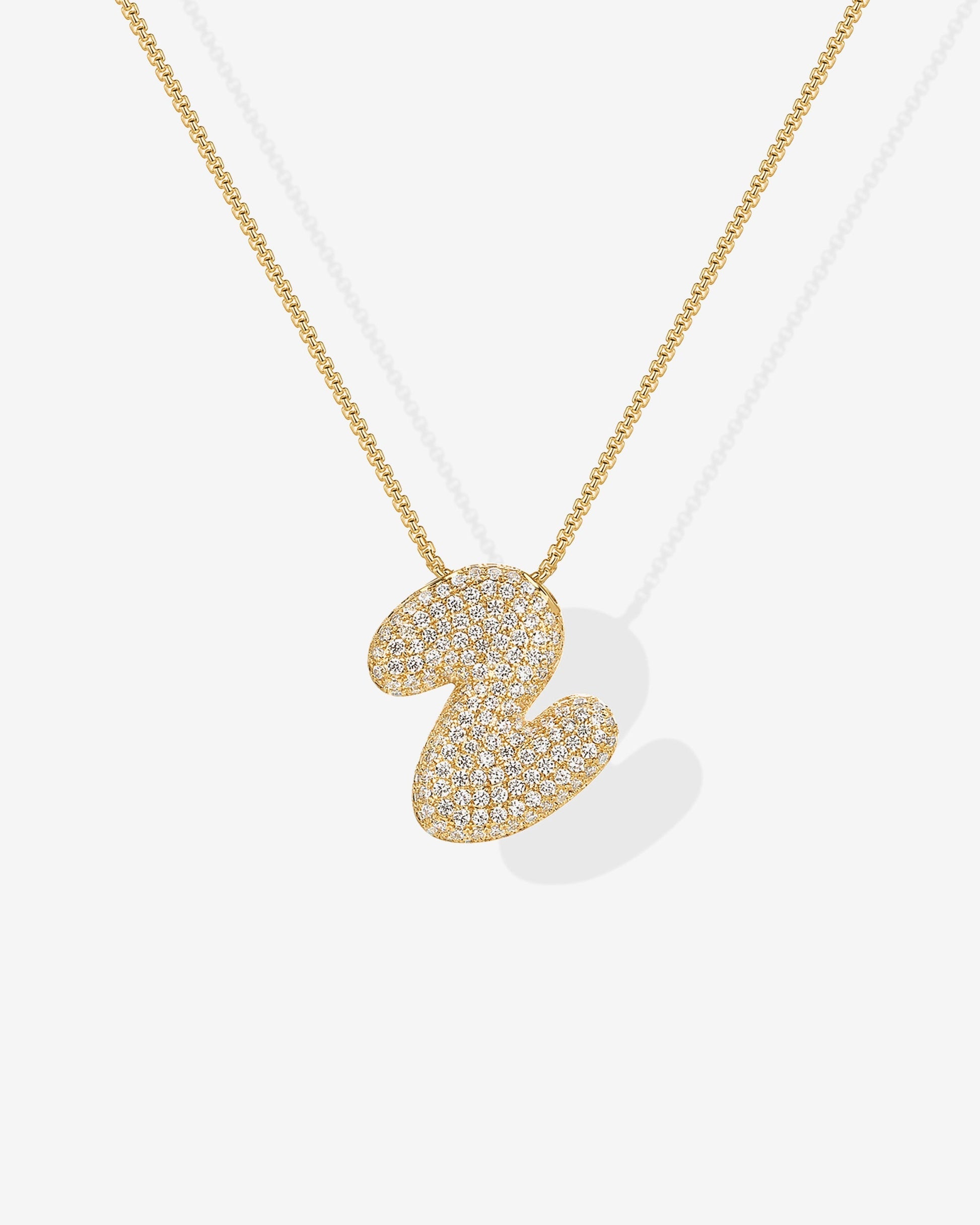 Sparkling Bubble Letter Pendant Necklace