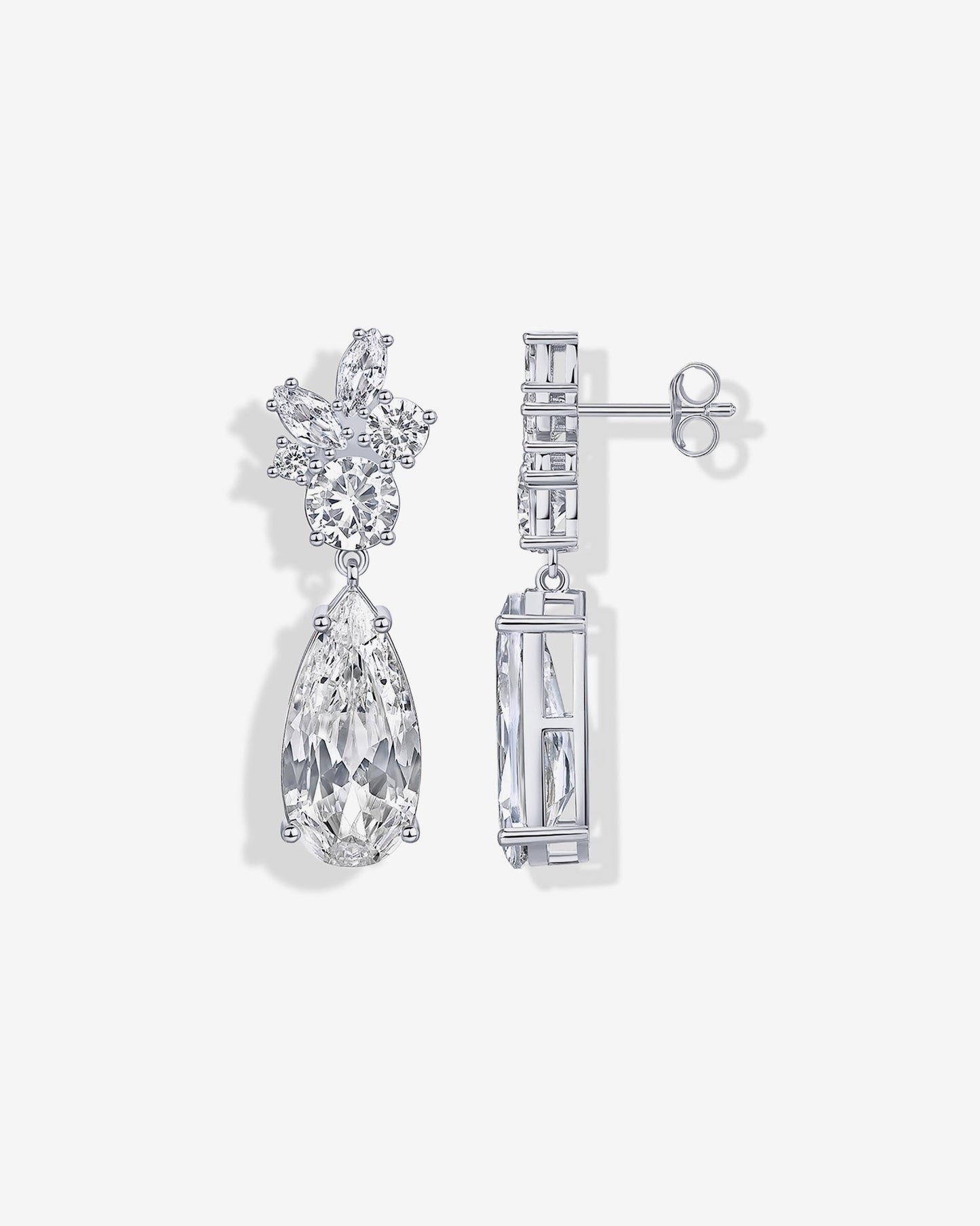 Cluster Pear Drop Bridal Earrings