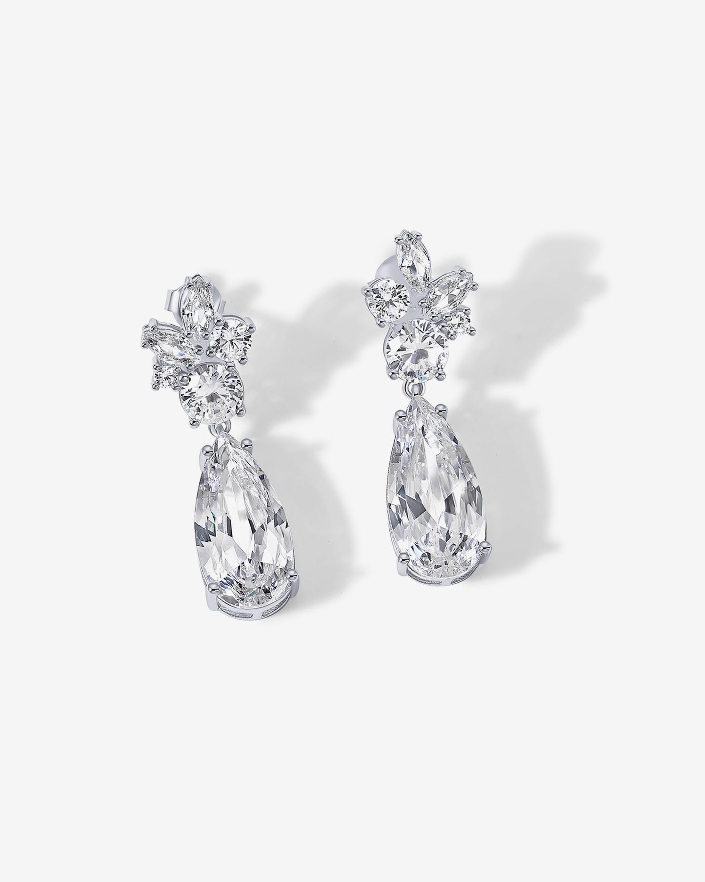 Cluster Pear Drop Bridal Earrings