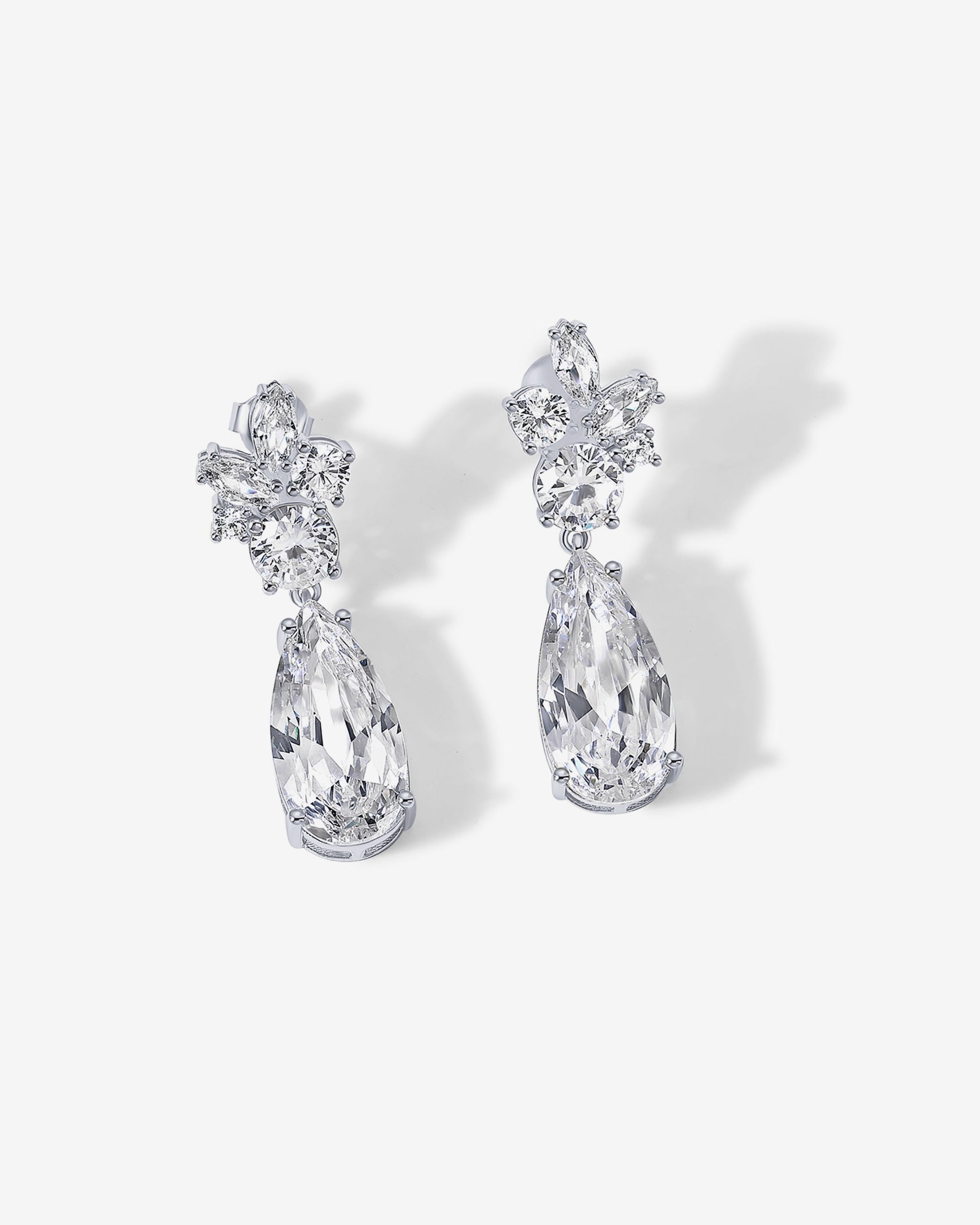 Cluster Pear Drop Bridal Earrings