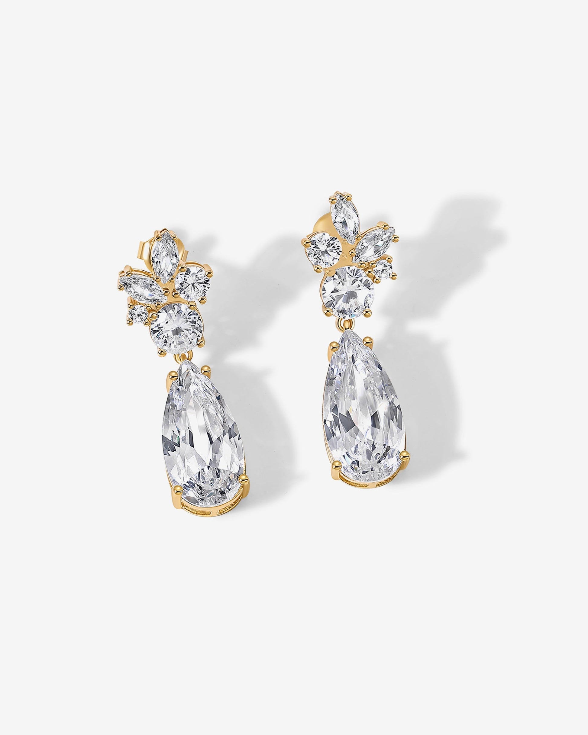Cluster Pear Drop Bridal Earrings