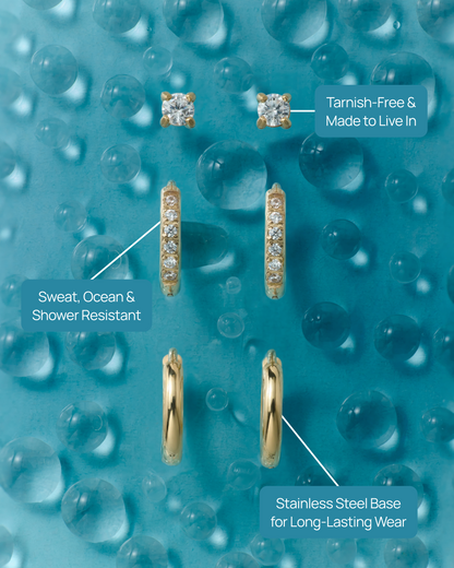Studs & Huggie Hoop Earrings Set