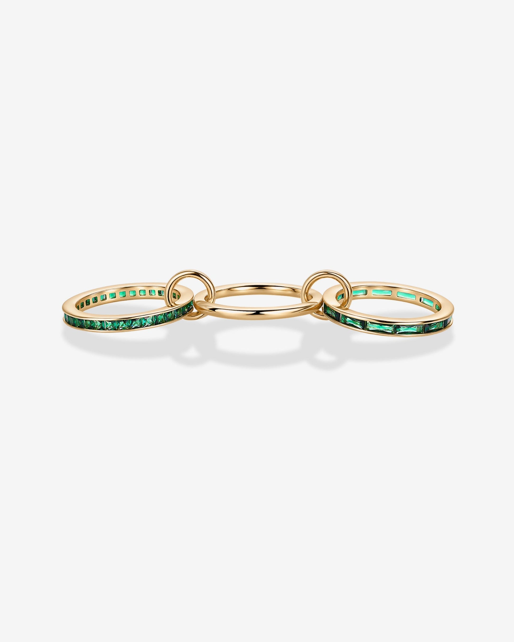 Interlocking Triple Band Emerald Tone Ring