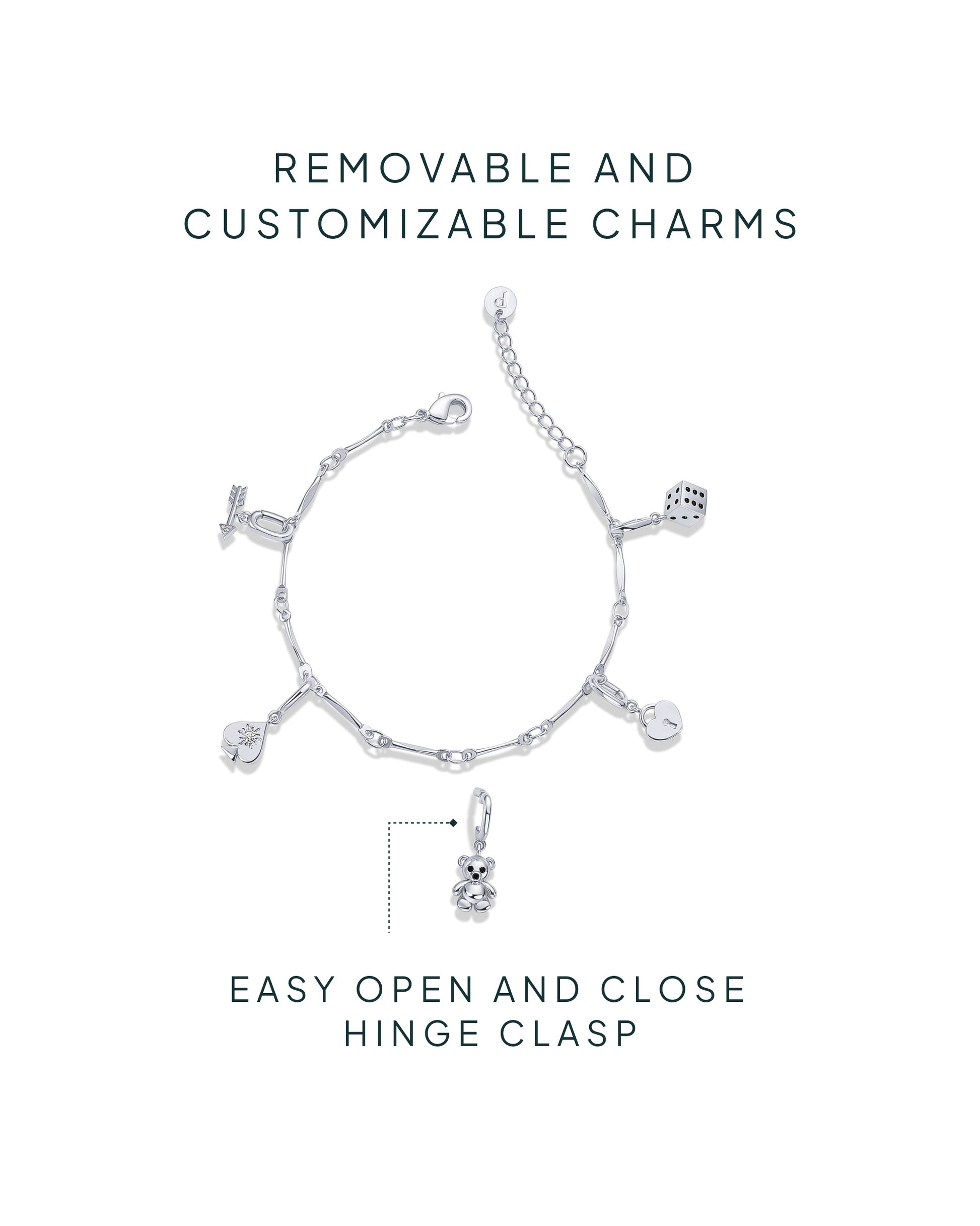 Lucky Girl Charm Twisted Bar Link Chain Bracelet Set