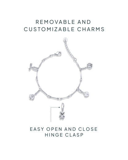 Lucky Girl Charm Twisted Bar Link Chain Bracelet Set