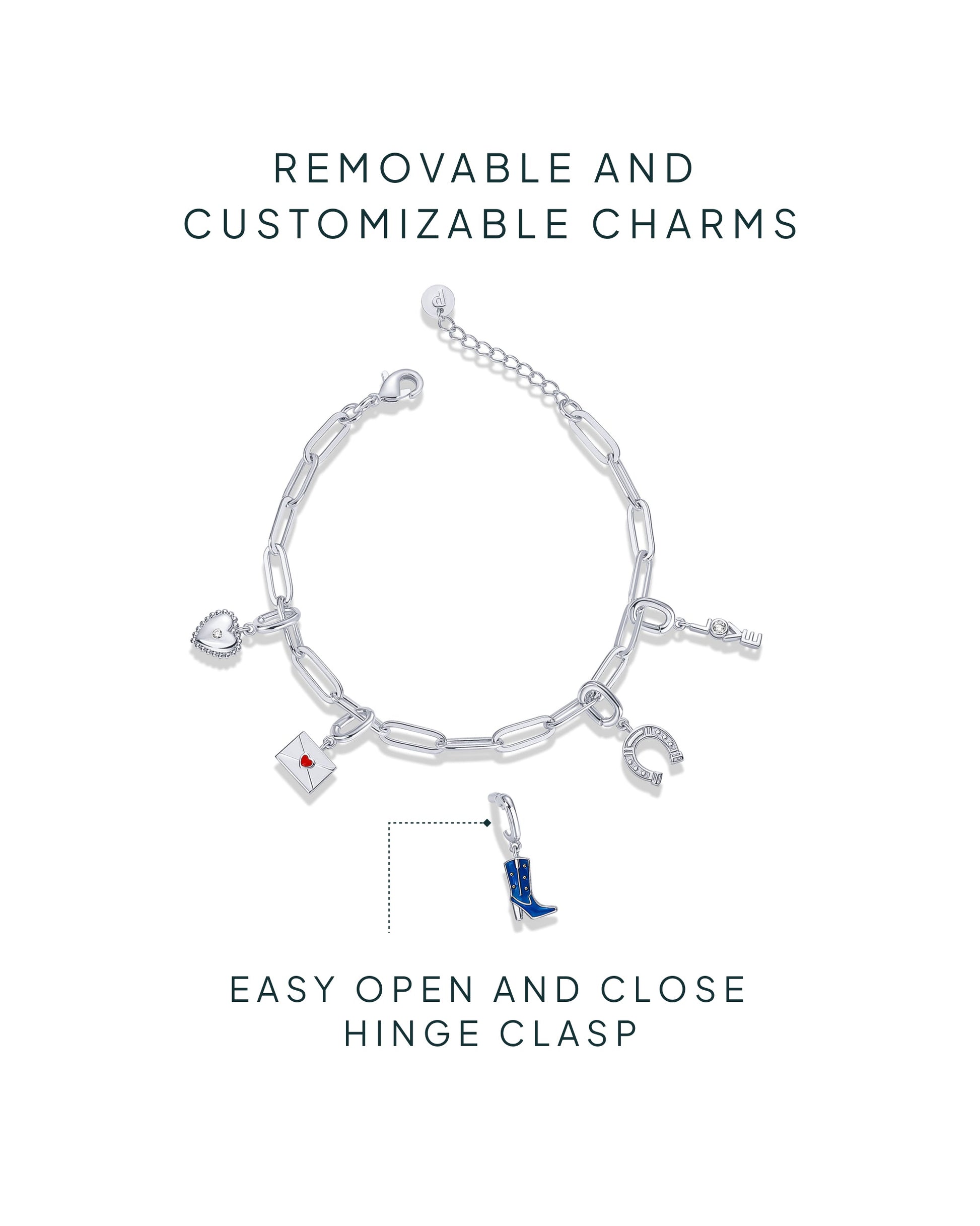 Western Meets Romantic vibes Charm Paperclip Bracelet Set