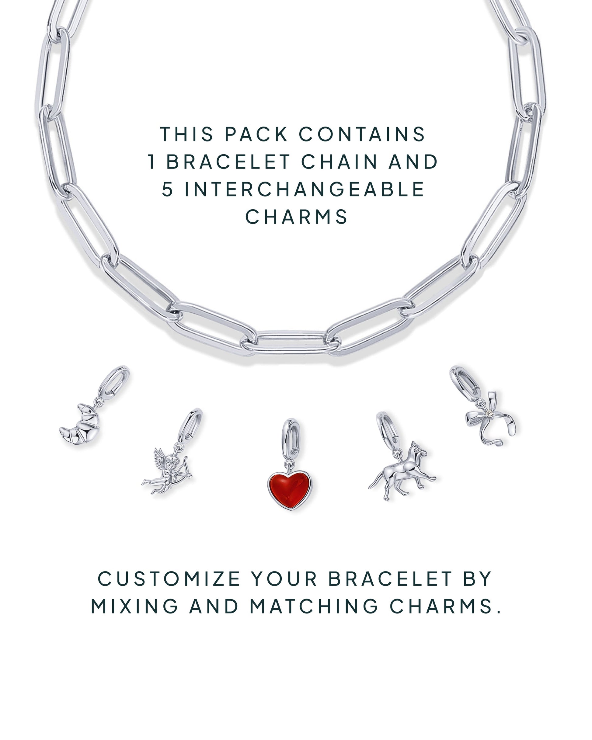 Whimsical Charm Paperclip Bracelet Set