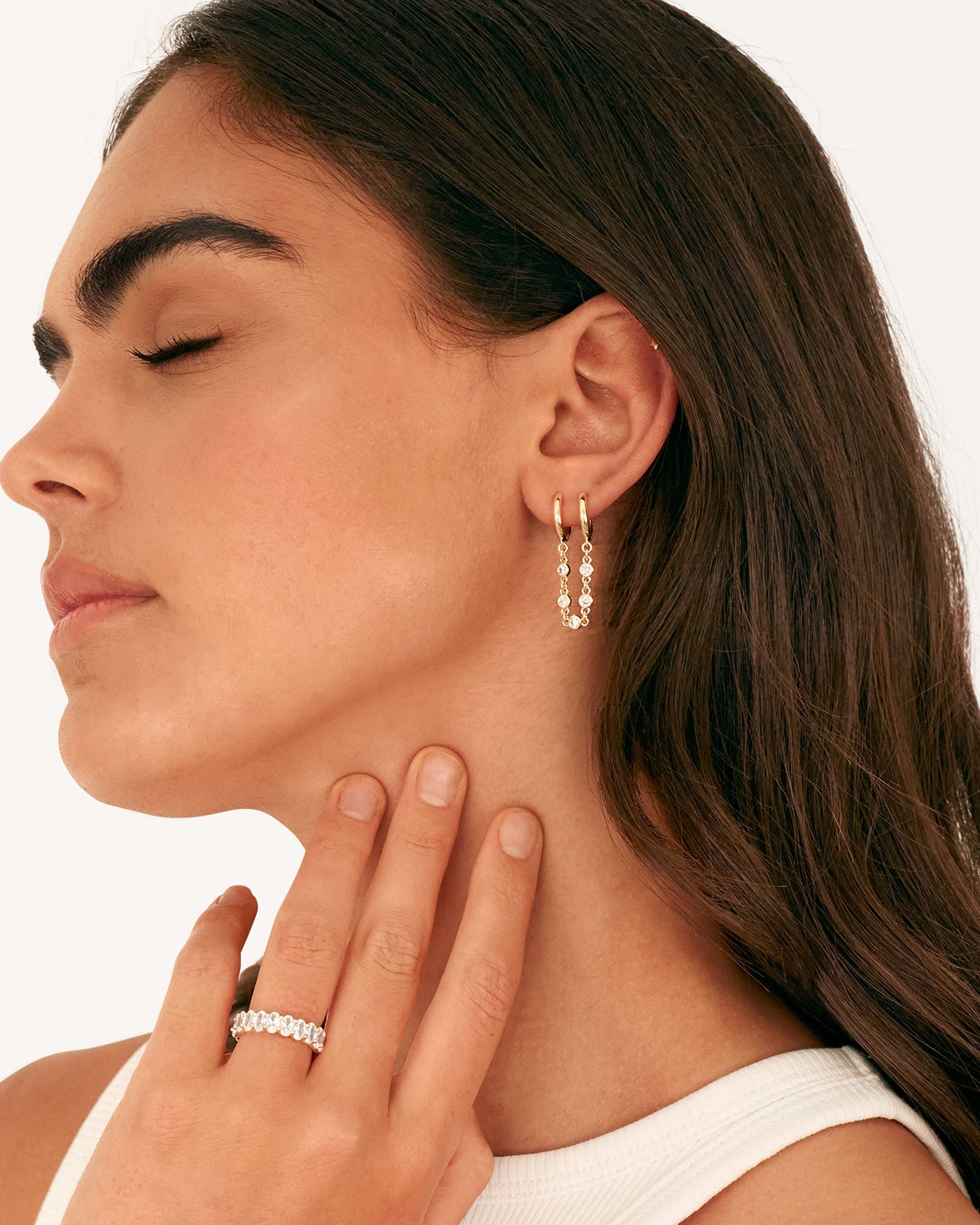 Cubic Zirconia Chain Earrings
