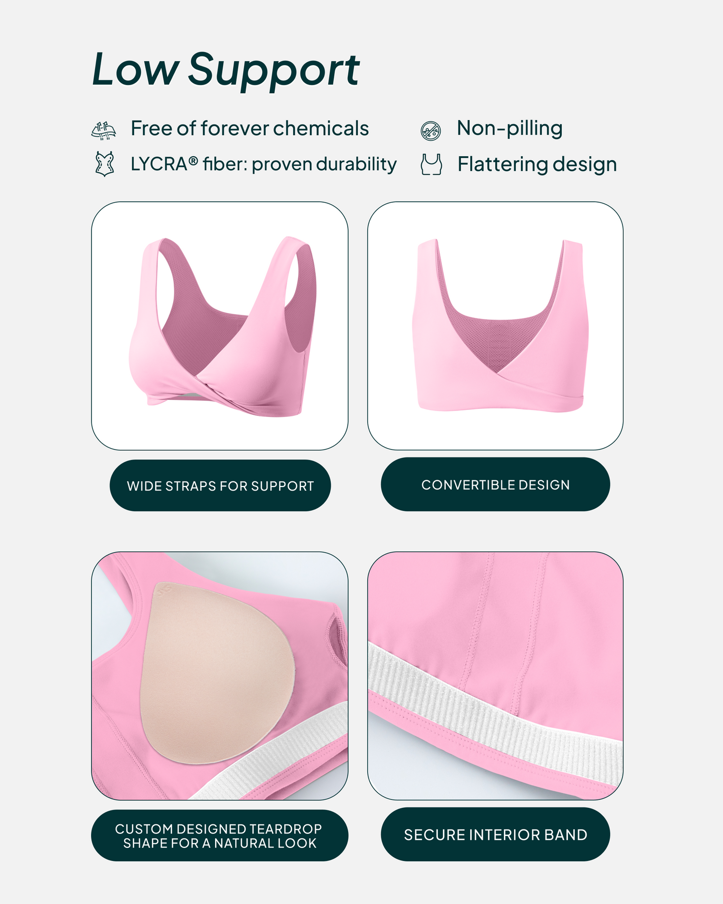 Athleisure Twist-Front Reversible Low-Impact Sports Bra
