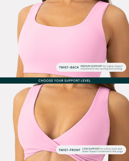 Athleisure Twist-Front Reversible Low-Impact Sports Bra