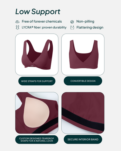 Athleisure Twist-Front Reversible Low-Impact Sports Bra