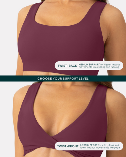 Athleisure Twist-Front Reversible Low-Impact Sports Bra