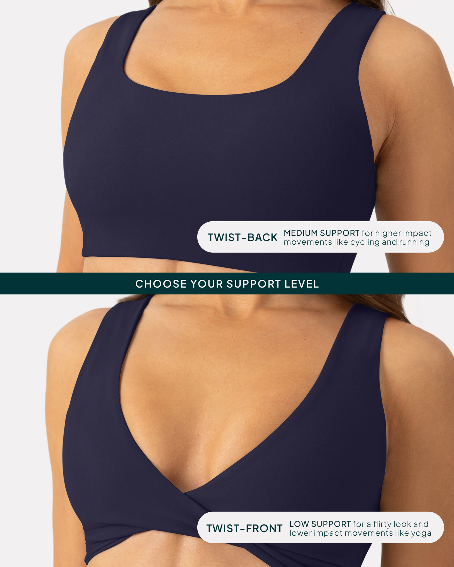 Athleisure Twist-Front Reversible Low-Impact Sports Bra