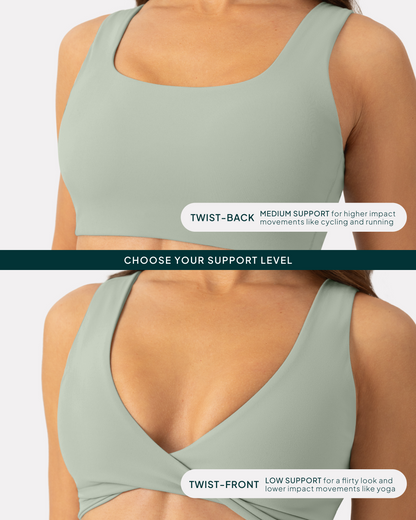 Athleisure Twist-Front Reversible Low-Impact Sports Bra