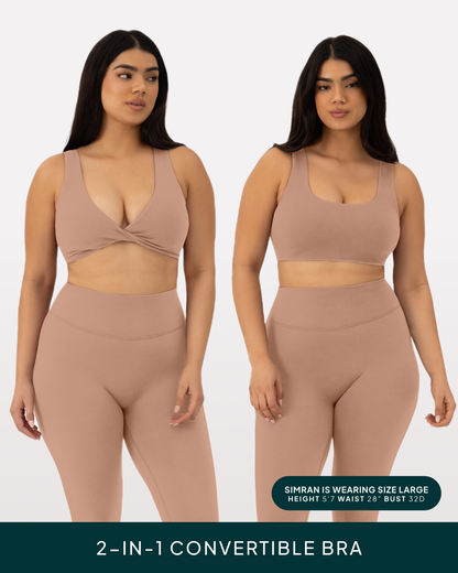 Athleisure Twist-Front Reversible Low-Impact Sports Bra