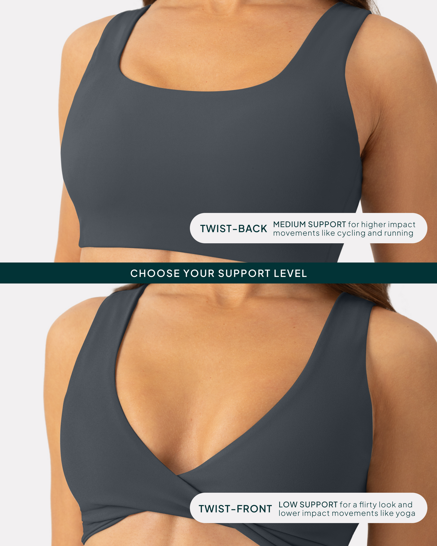 Athleisure Twist-Front Reversible Low-Impact Sports Bra