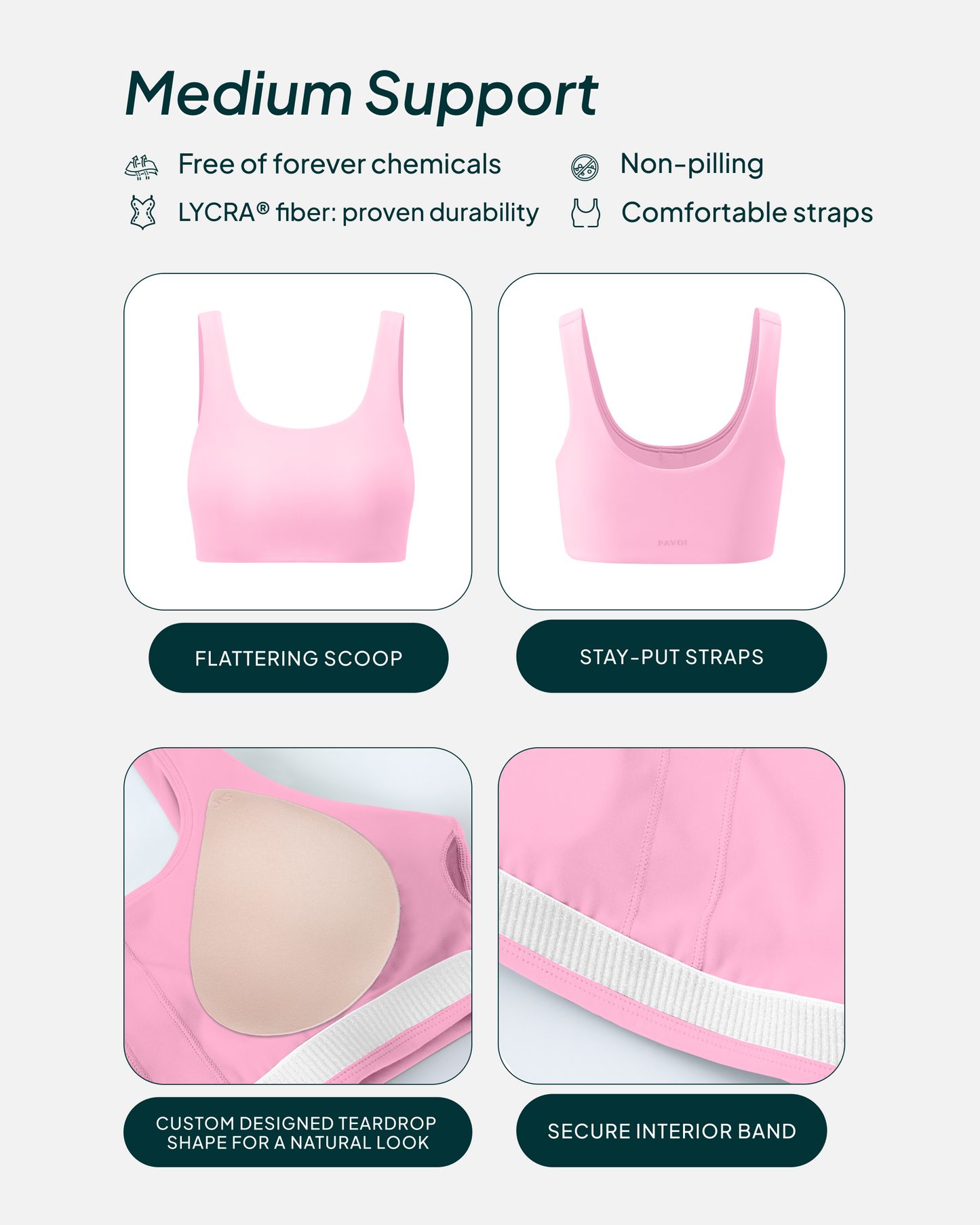 Athleisure Scoop High-Support Removable Padded Sports Bra