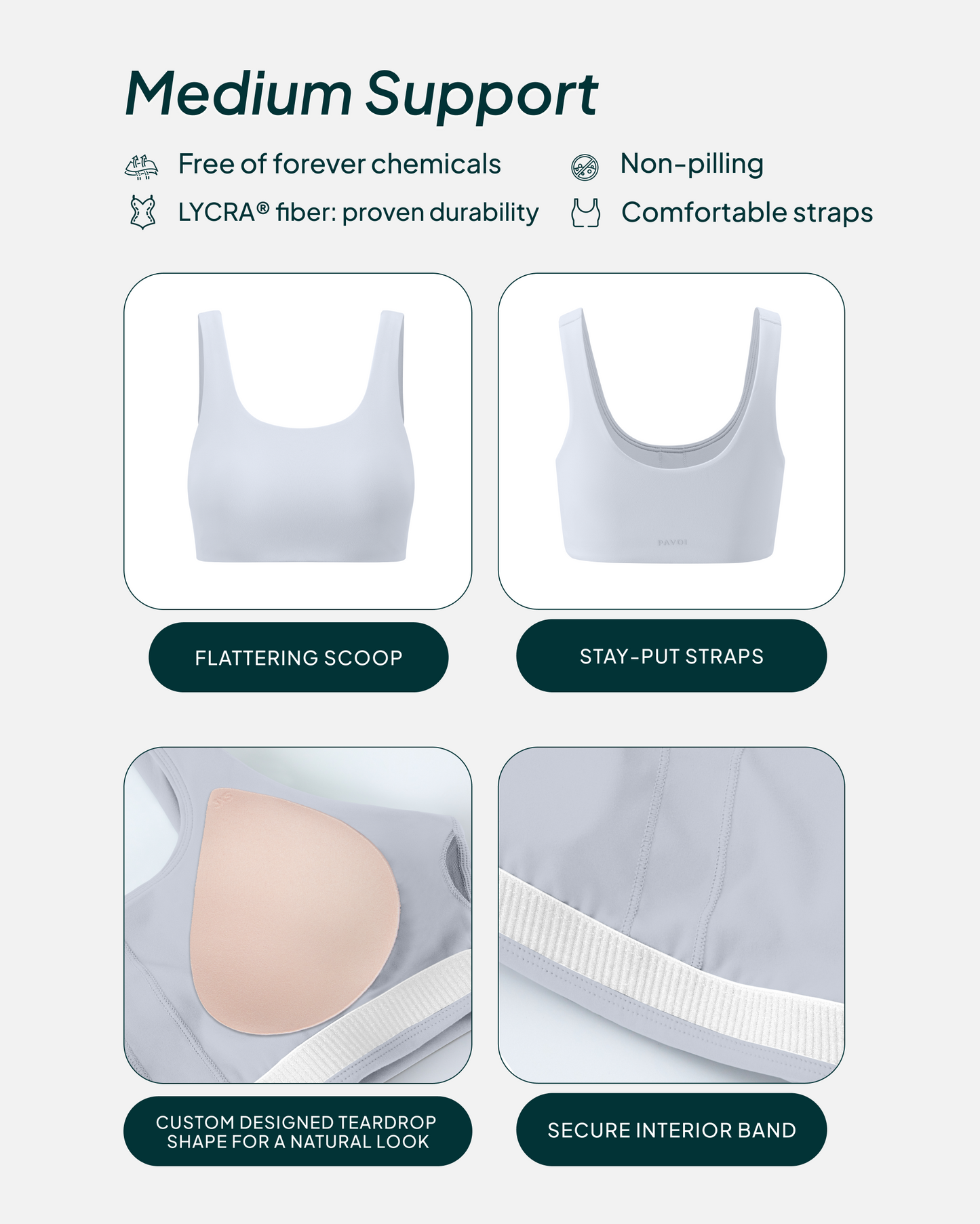 Athleisure Scoop High-Support Removable Padded Sports Bra