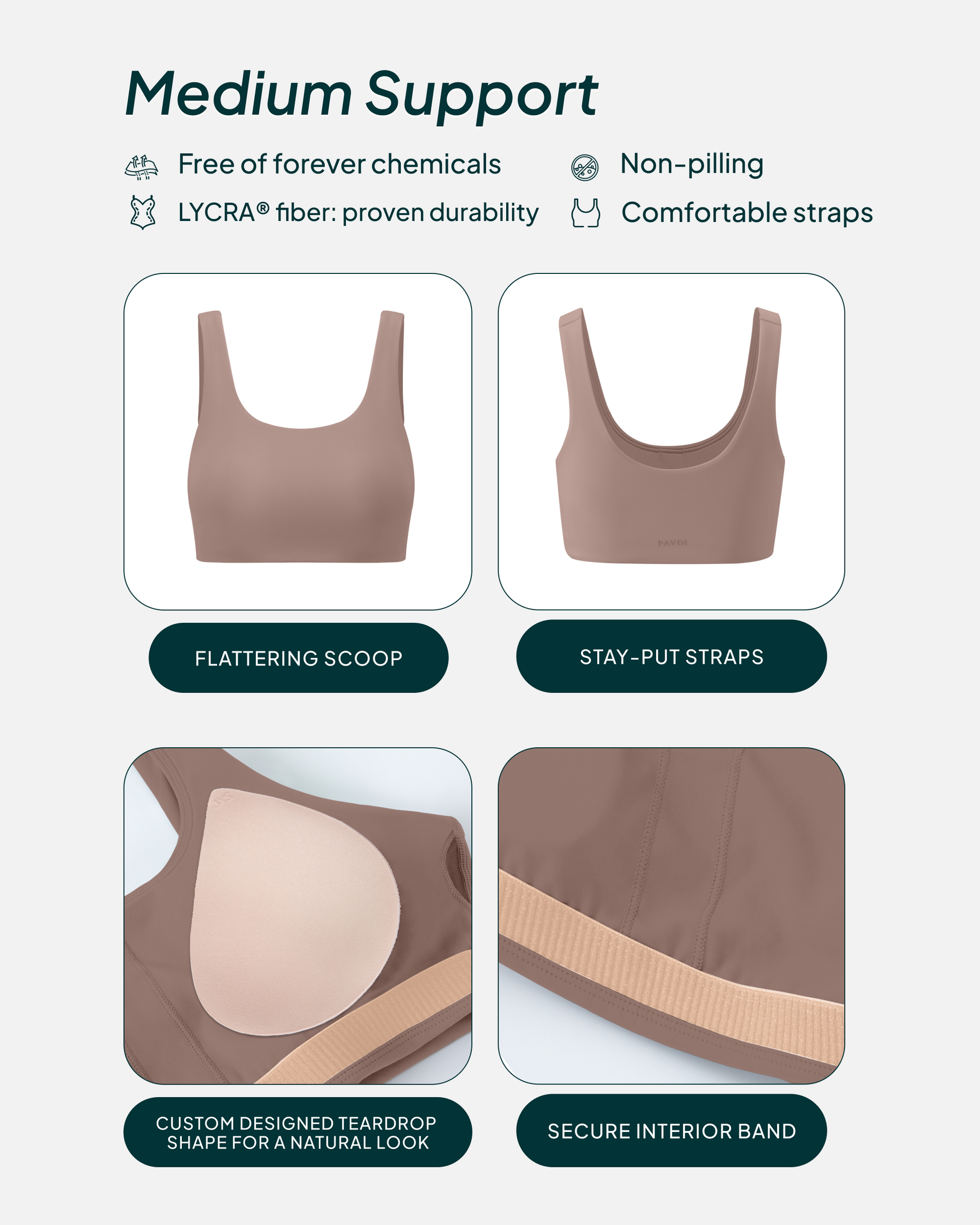 Athleisure Scoop High-Support Removable Padded Sports Bra