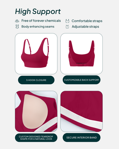 Supportive High-Support Padded Convertible Sports Bra