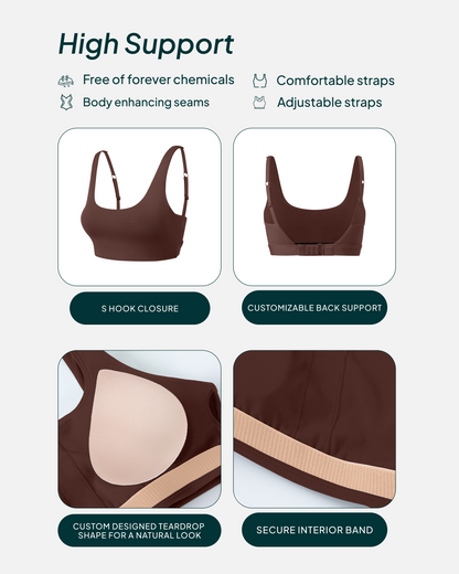 Supportive High-Support Padded Convertible Sports Bra