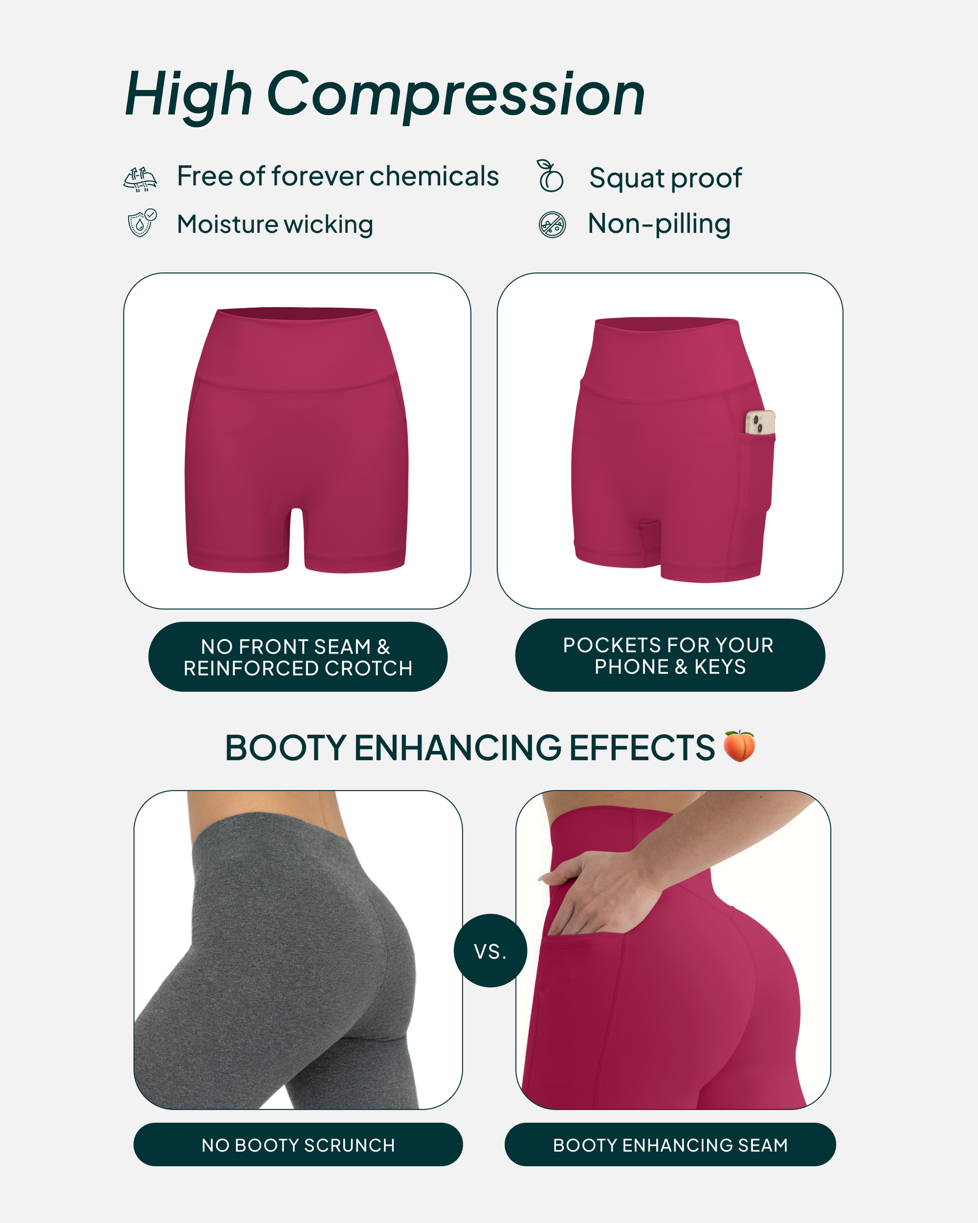 High-Waisted Butt Lifting 6" Biker Shorts with Pockets