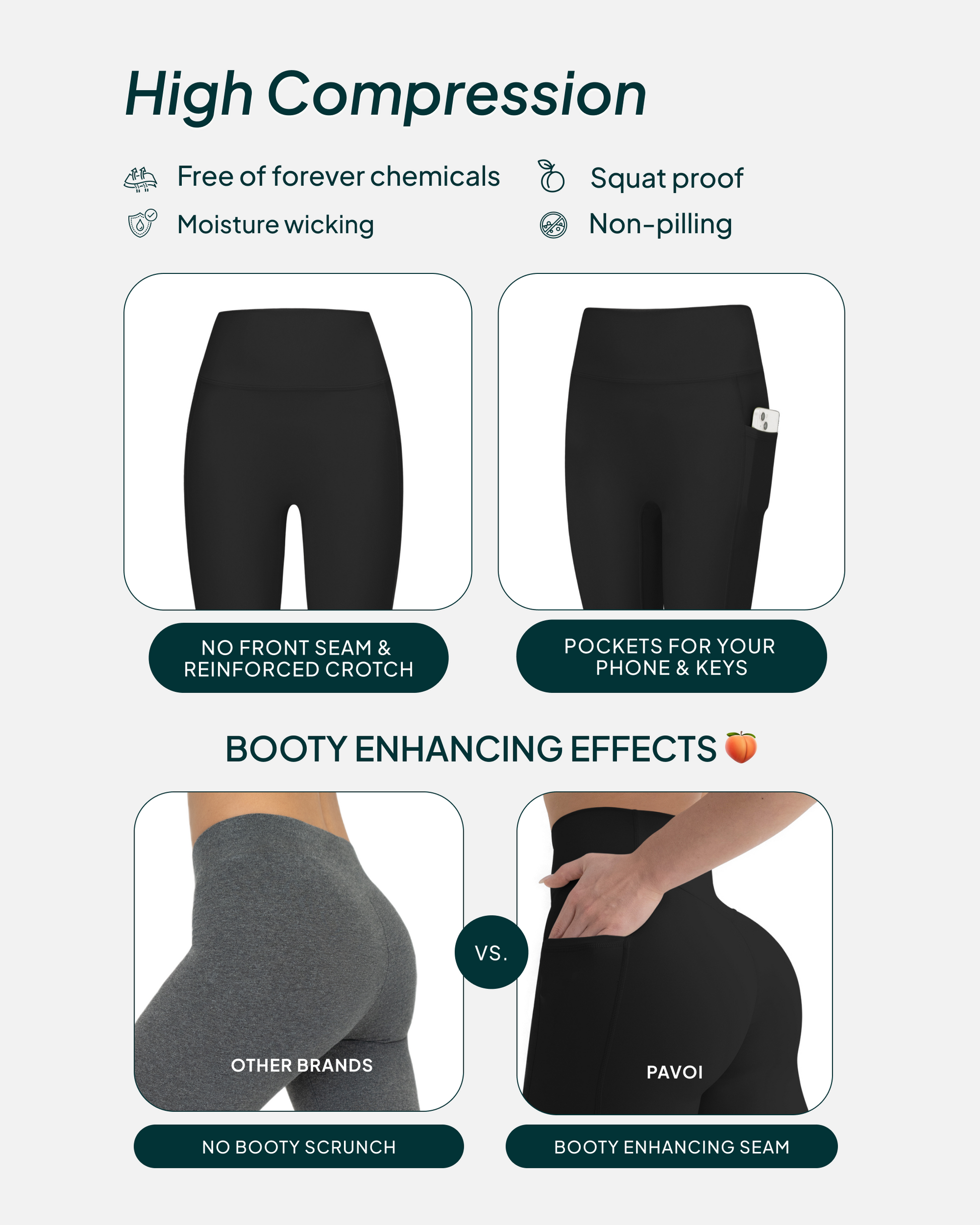 High-Waisted Butt Lifting Tall-Length Leggings with Pockets