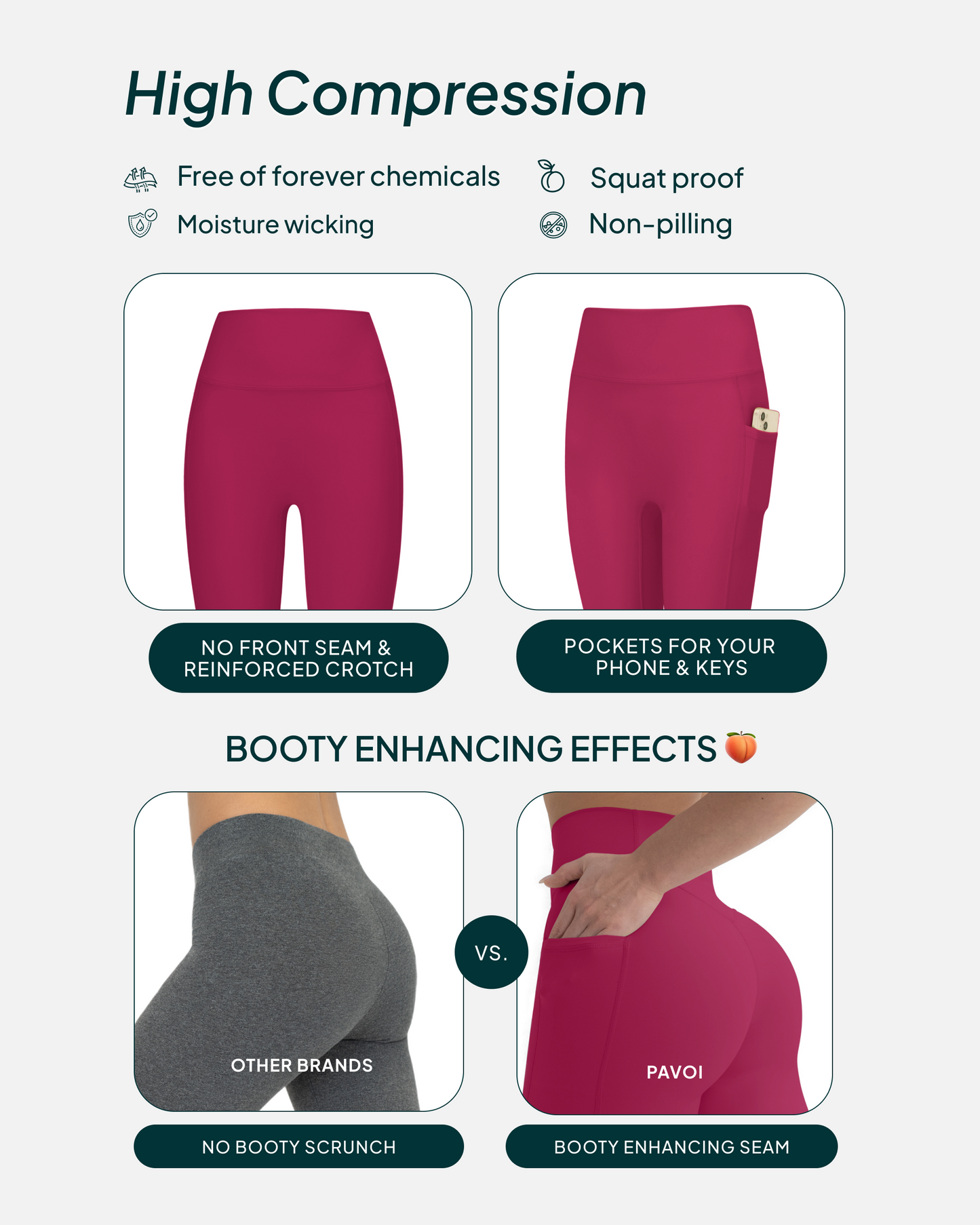 High-Waisted Butt Lifting Tall-Length Leggings with Pockets