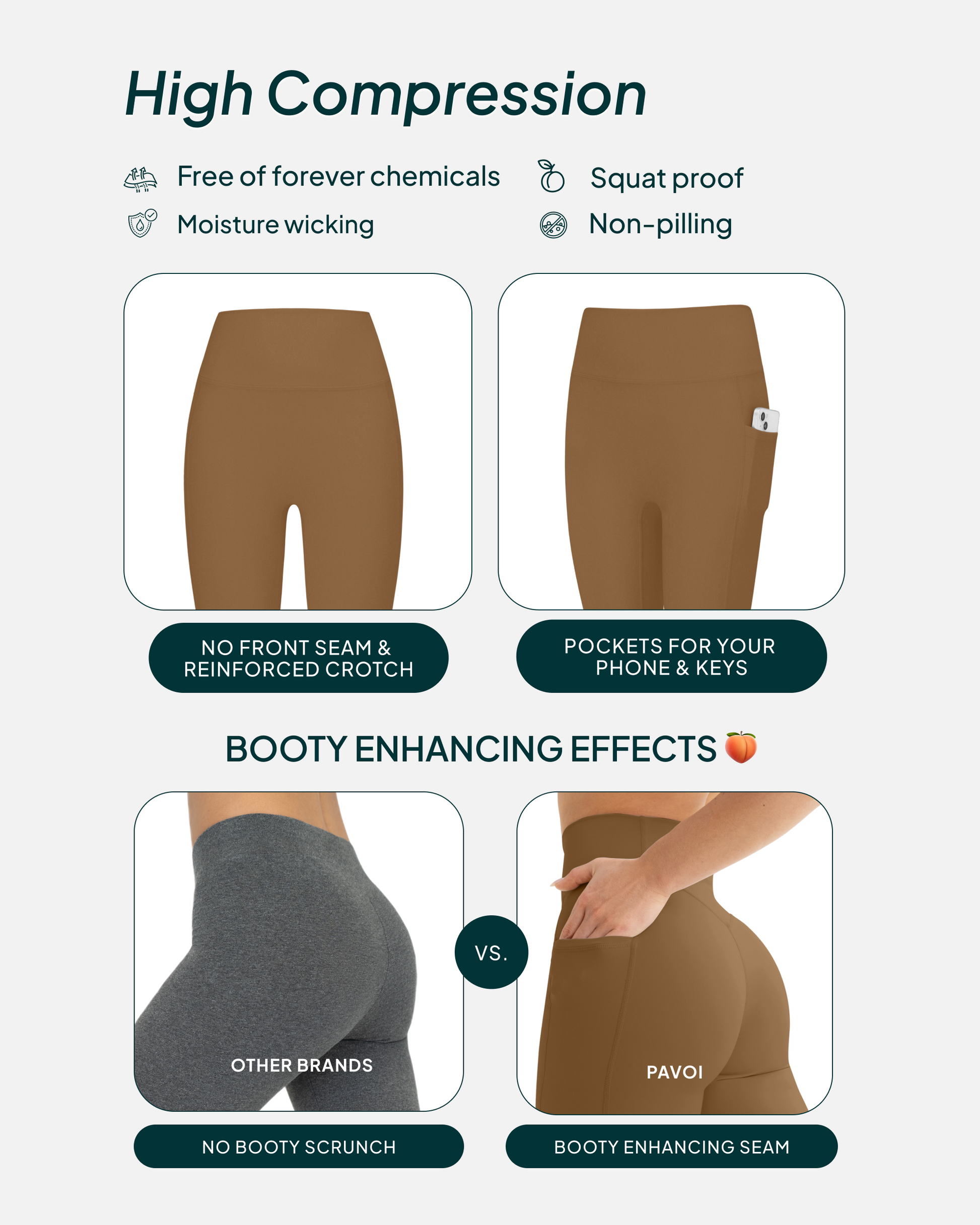 High-Waisted Butt Lifting Tall-Length Leggings with Pockets
