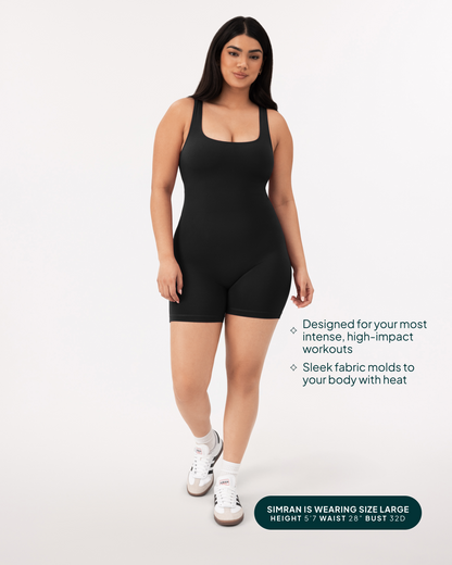 Square Neck 5" One Piece Workout Romper