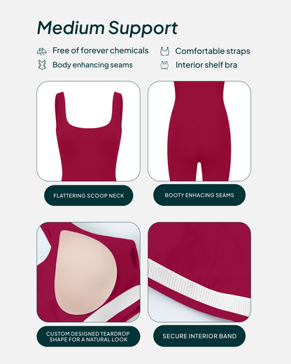Square Neck 5" One Piece Workout Romper