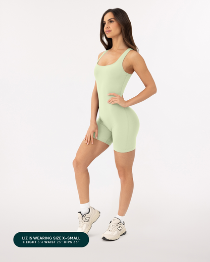 Square Neck 5" One Piece Workout Romper