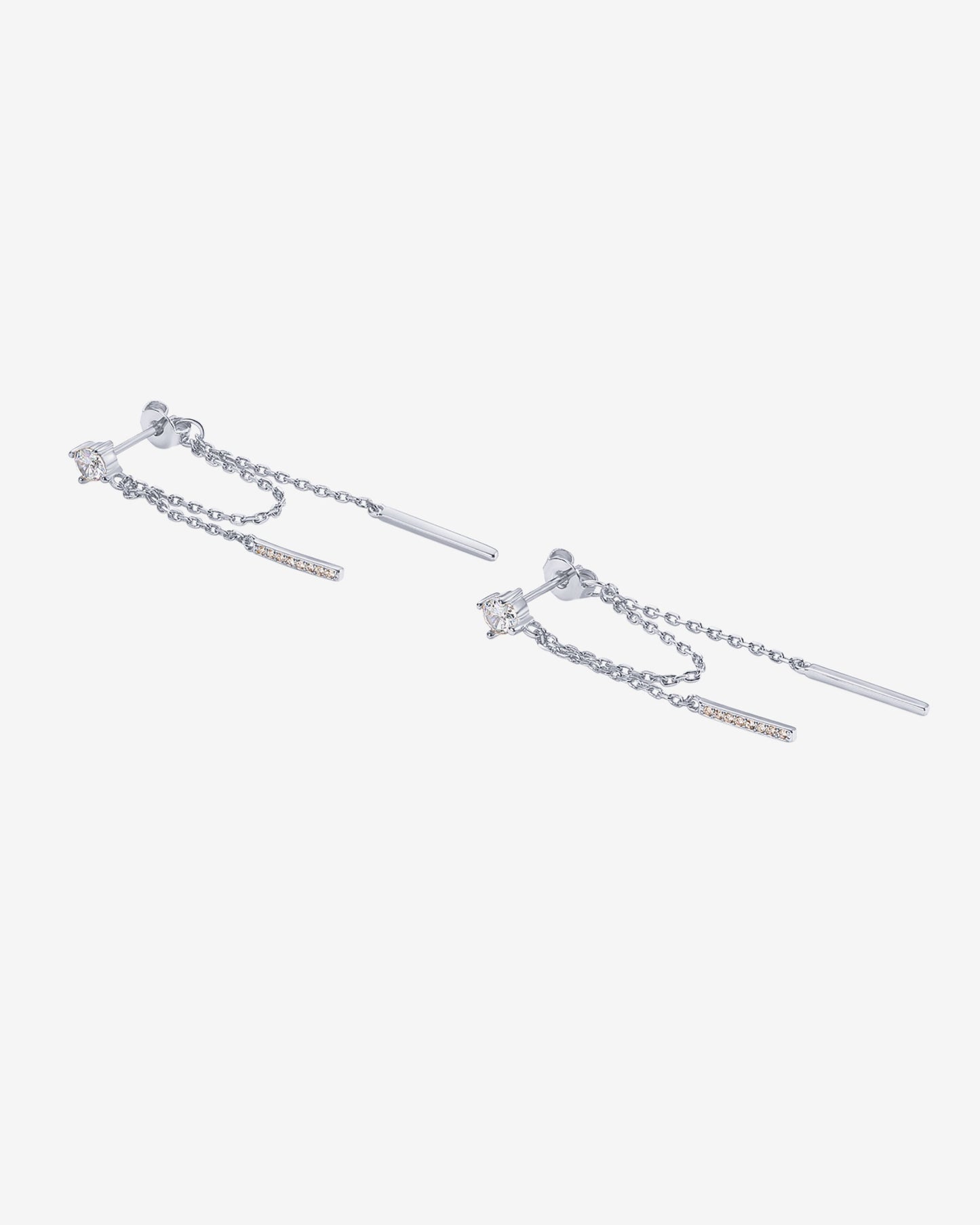 Mini CZ Chained Bar Earrings