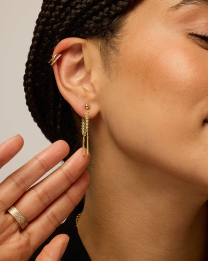 Mini CZ Chained Bar Earrings