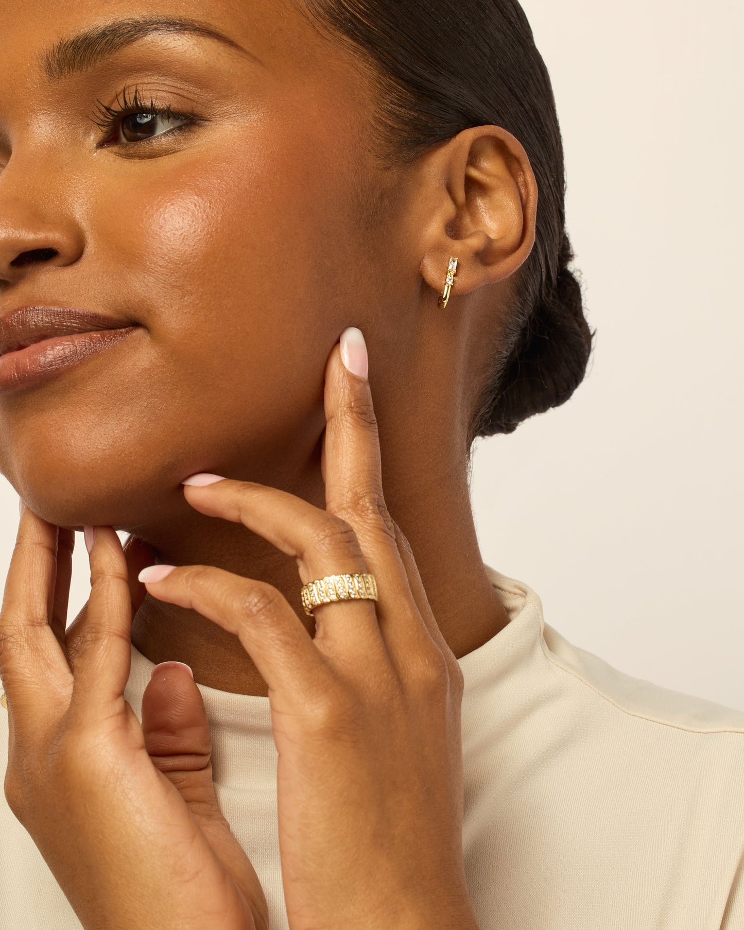 Baguette Half Huggie Earrings