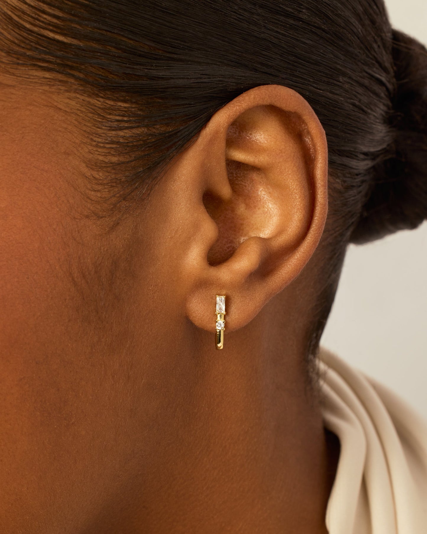 Baguette Half Huggie Earrings