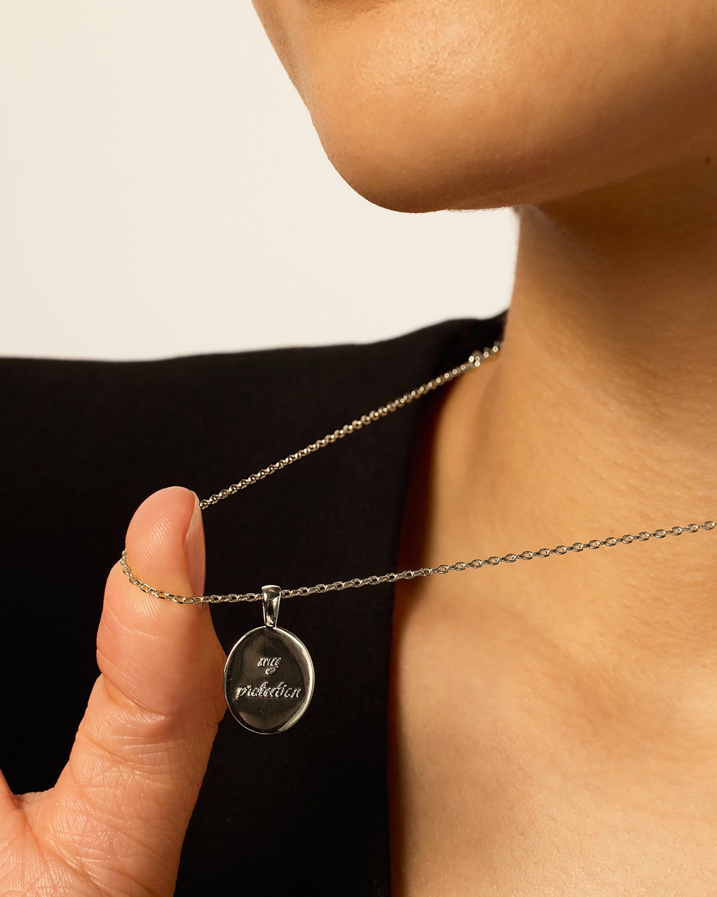 Hammered Coin Hamsa Pendant