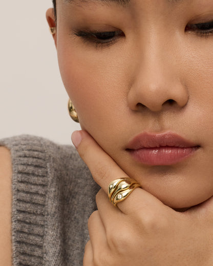 Wavy Triple Ring Stack Set
