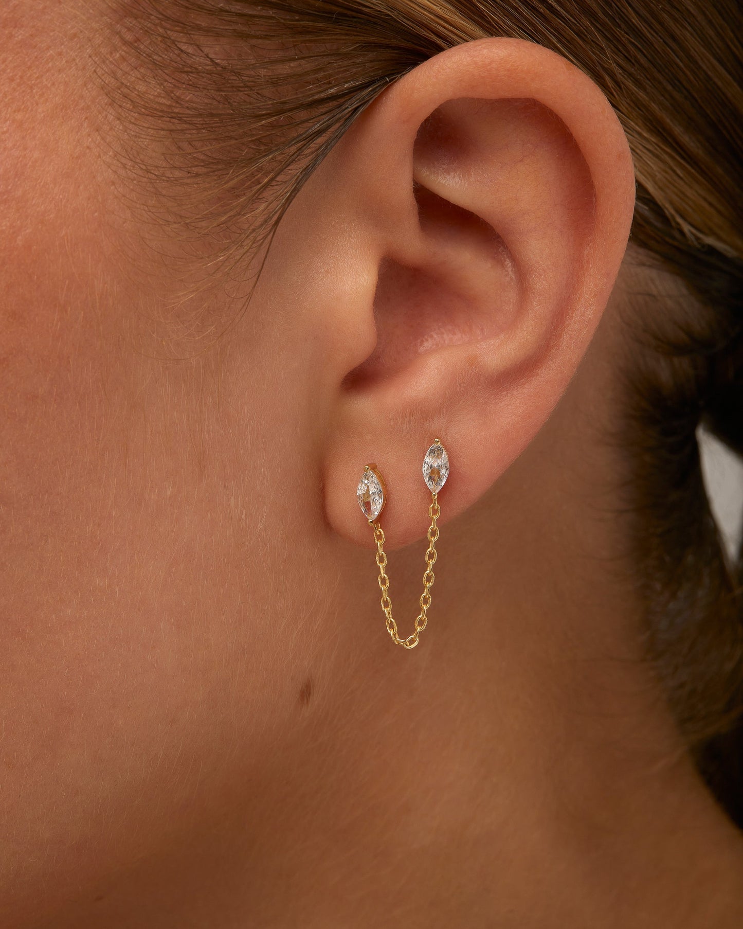 Chained Luminescence Double Piercing Earrings