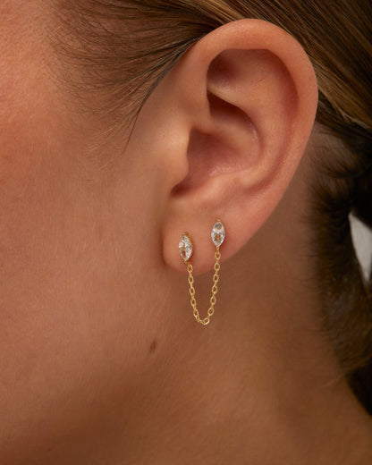 Chained Luminescence Double Piercing Earrings