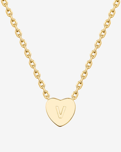 Dainty Heart Initial Necklace